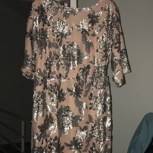 Joanna hope silver sequin pale pink cocktail dress